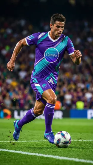 Soccer player taking shot in custom kit