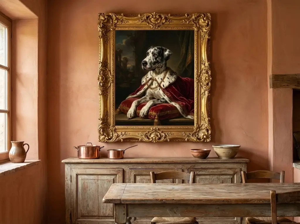 Canvas portrait as a dining room focal point